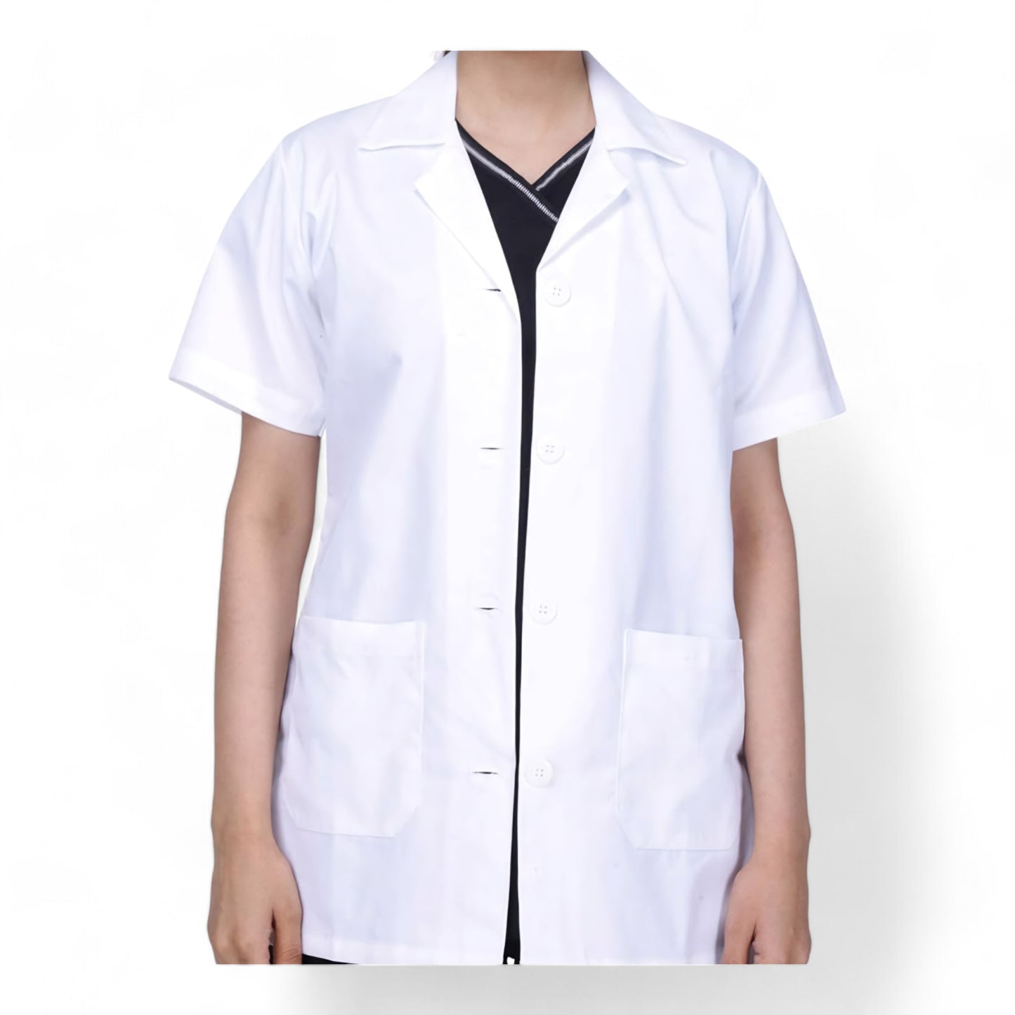 Unisex Polycotton Half Sleeves Lab Coat Wrinkle Resistant I Lab Coat for Chemistry Lab Students | All For Professional Diagnostics, Technicians, Laboratory