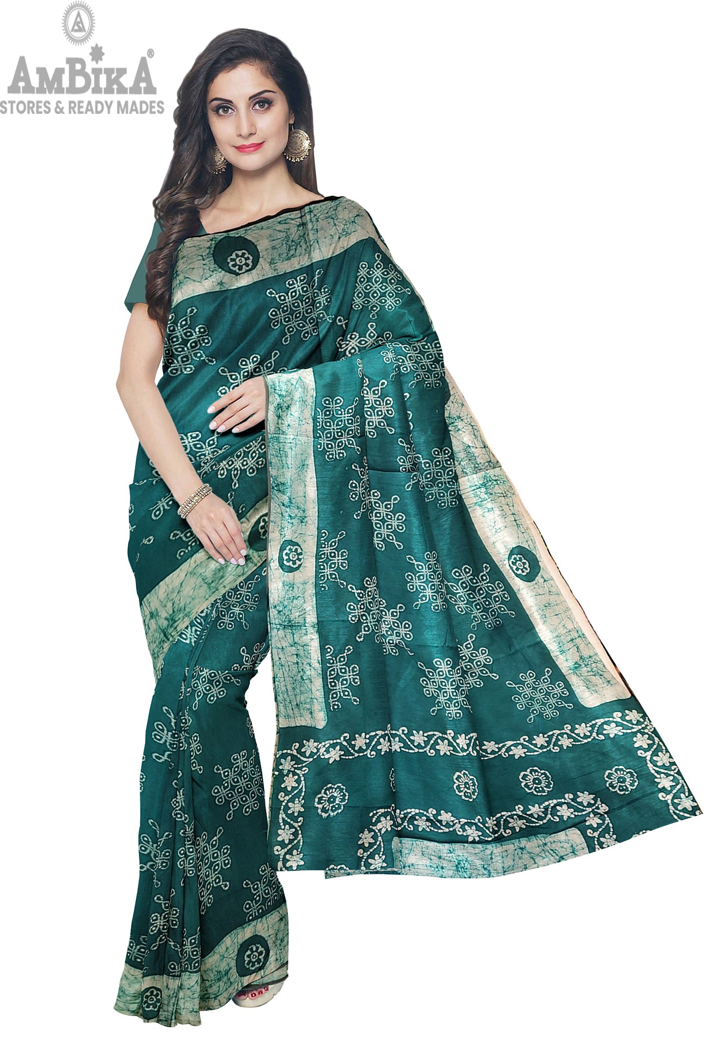 Women's Madurai Sungudi cotton saree -Hand Weaving and Wax Printed Unique Design without blouse Violet