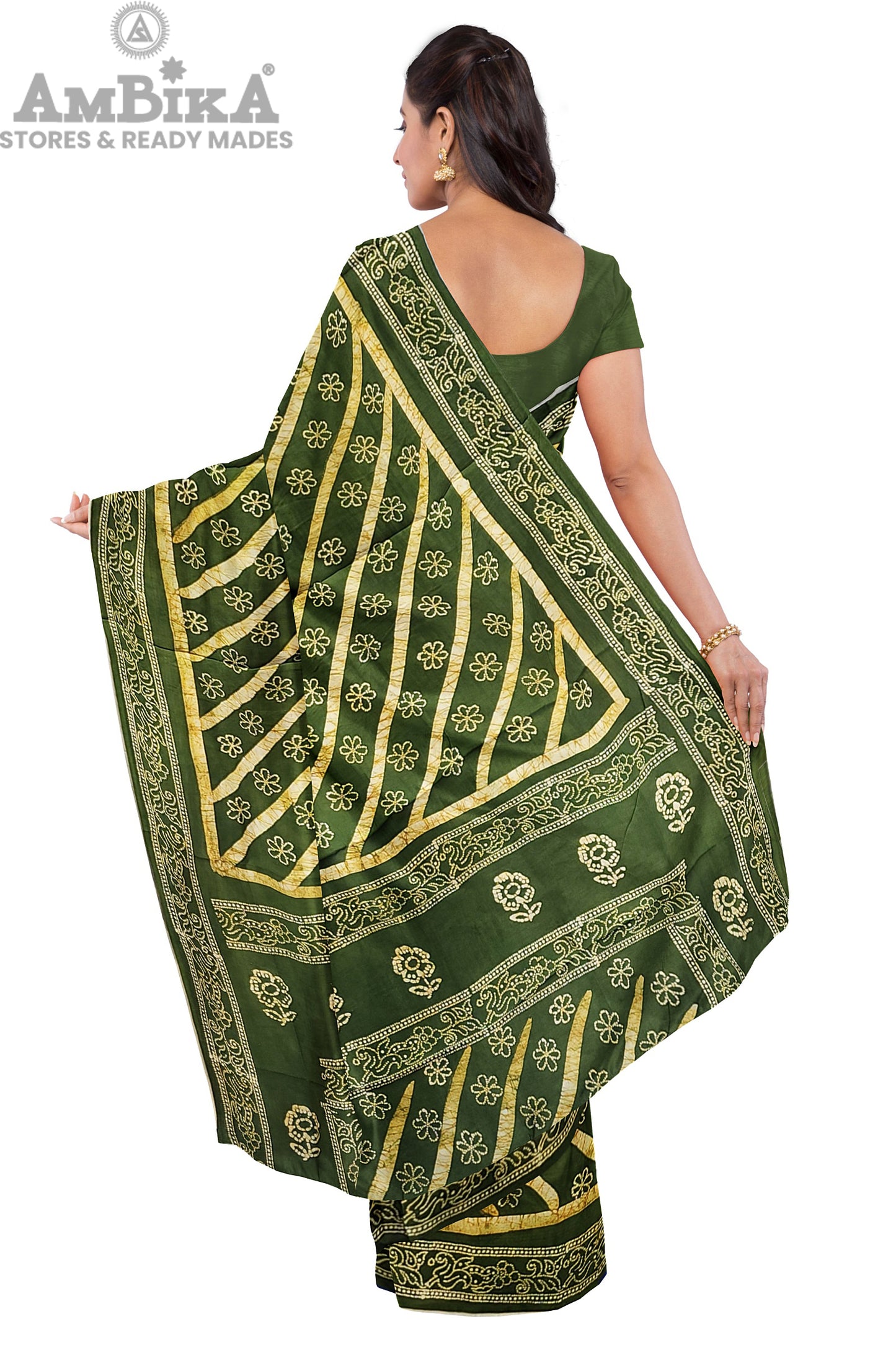 Women's Madurai Sungudi cotton saree -Hand Weaving and Wax Printed Unique Design without blouse Violet