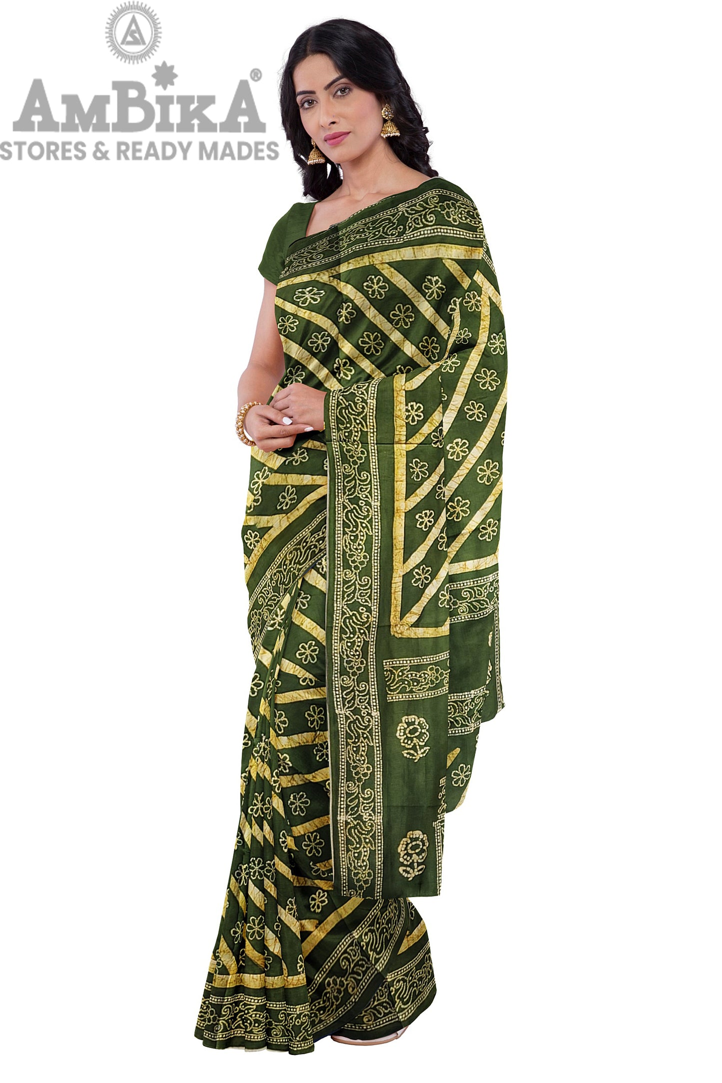 Women's Madurai Sungudi cotton saree -Hand Weaving and Wax Printed Unique Design without blouse Violet