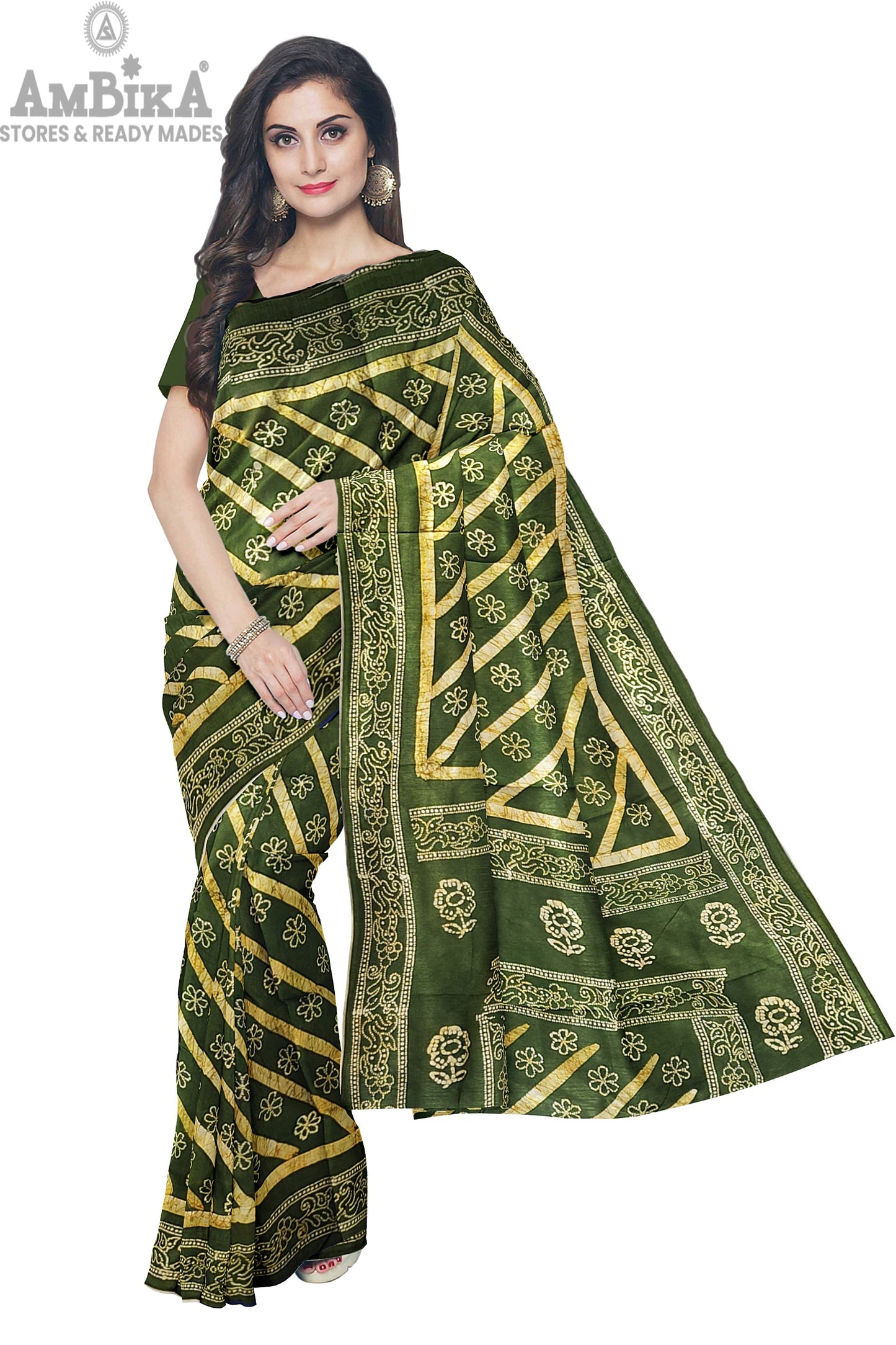Women's Madurai Sungudi cotton saree -Hand Weaving and Wax Printed Unique Design without blouse Violet