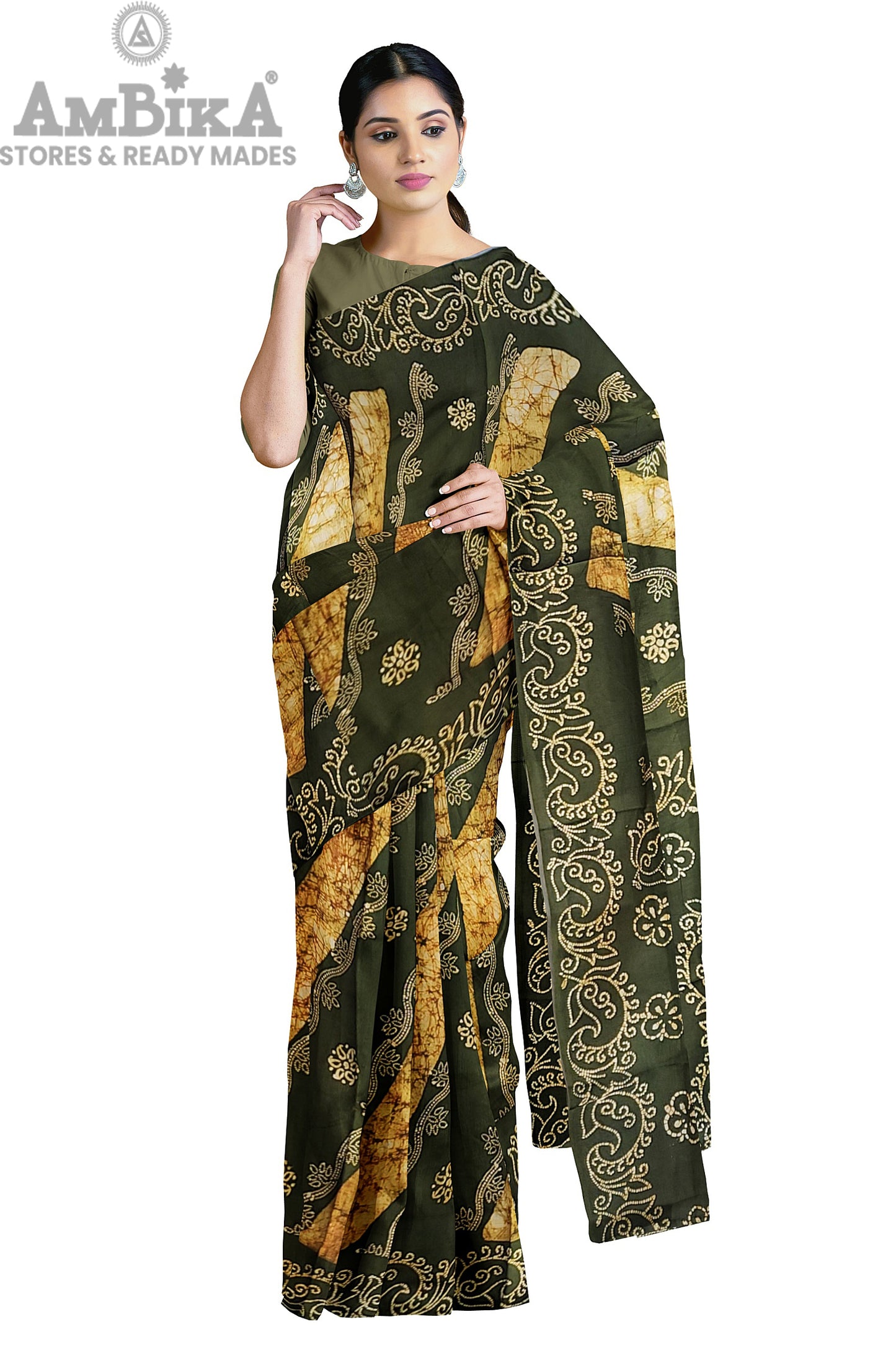 Women's Madurai Sungudi cotton saree -Hand Weaving and Wax Printed Unique Design without blouse Violet