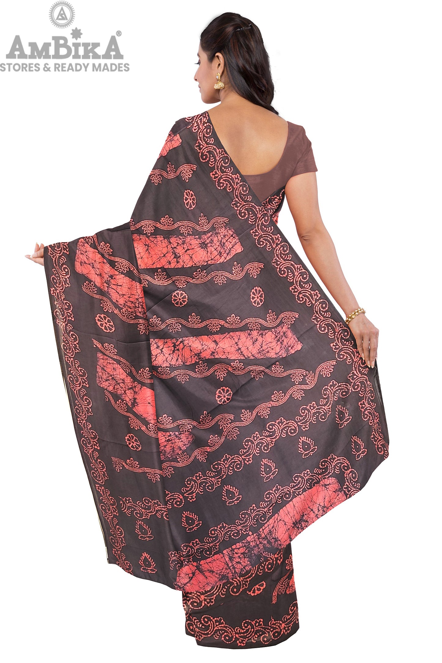 Women's Madurai Sungudi cotton saree -Hand Weaving and Wax Printed Unique Design without blouse Violet