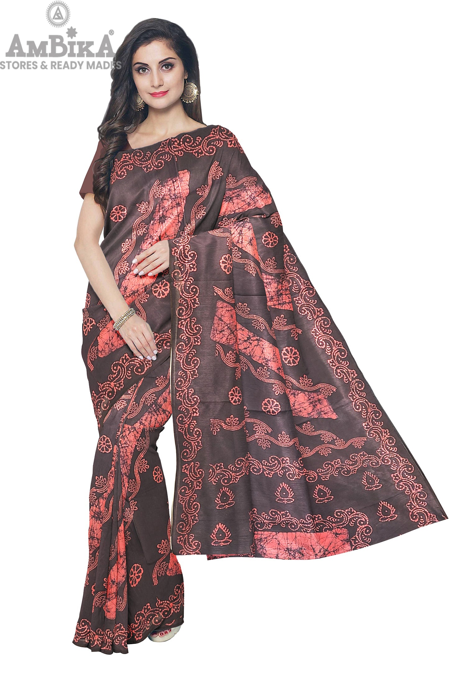Women's Madurai Sungudi cotton saree -Hand Weaving and Wax Printed Unique Design without blouse Violet