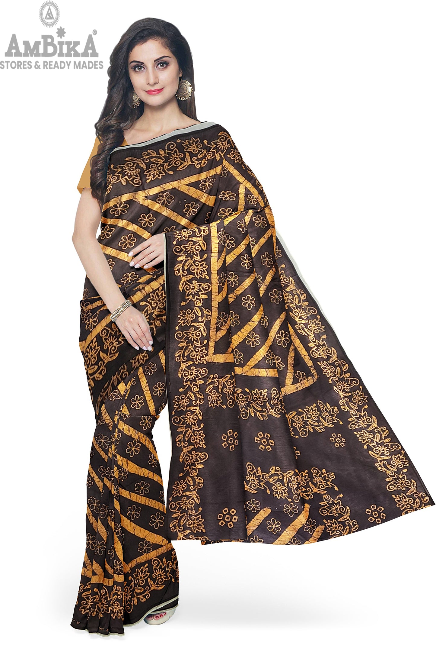 Women's Madurai Sungudi cotton saree -Hand Weaving and Wax Printed Unique Design without blouse Violet