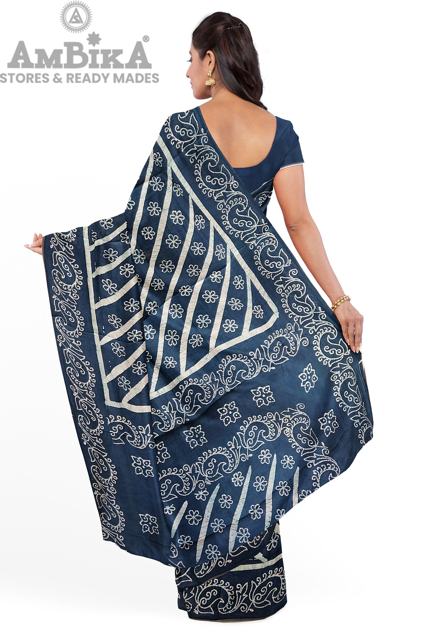 Women's Madurai Sungudi cotton saree -Hand Weaving and Wax Printed Unique Design without blouse Violet