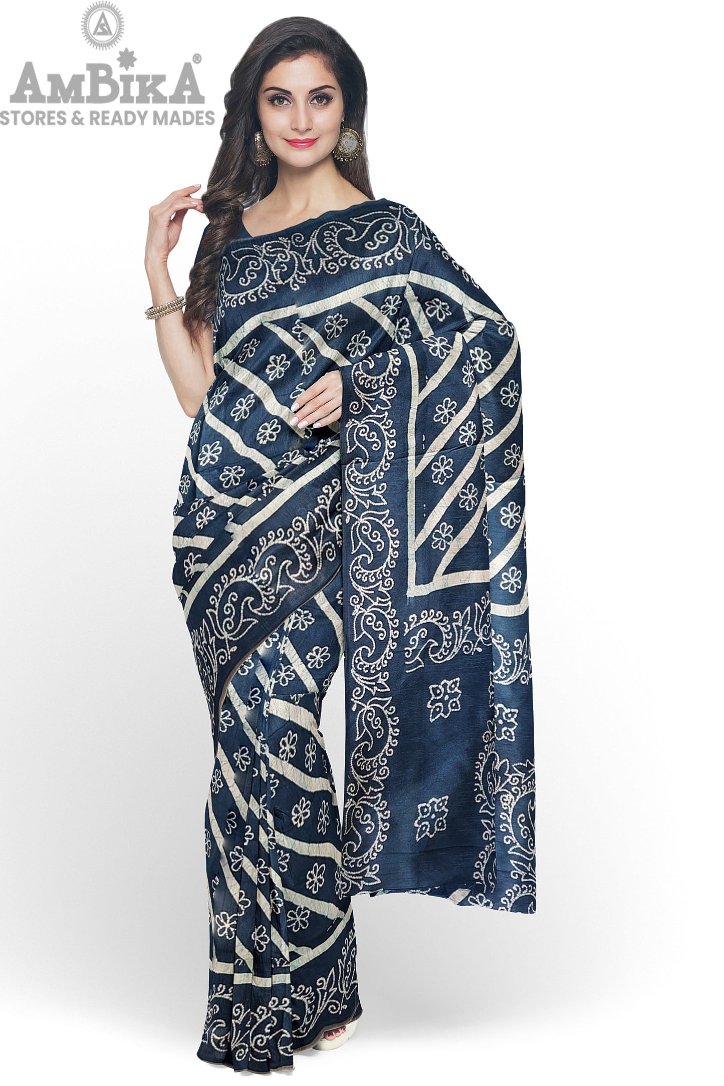 Women's Madurai Sungudi cotton saree -Hand Weaving and Wax Printed Unique Design without blouse Violet