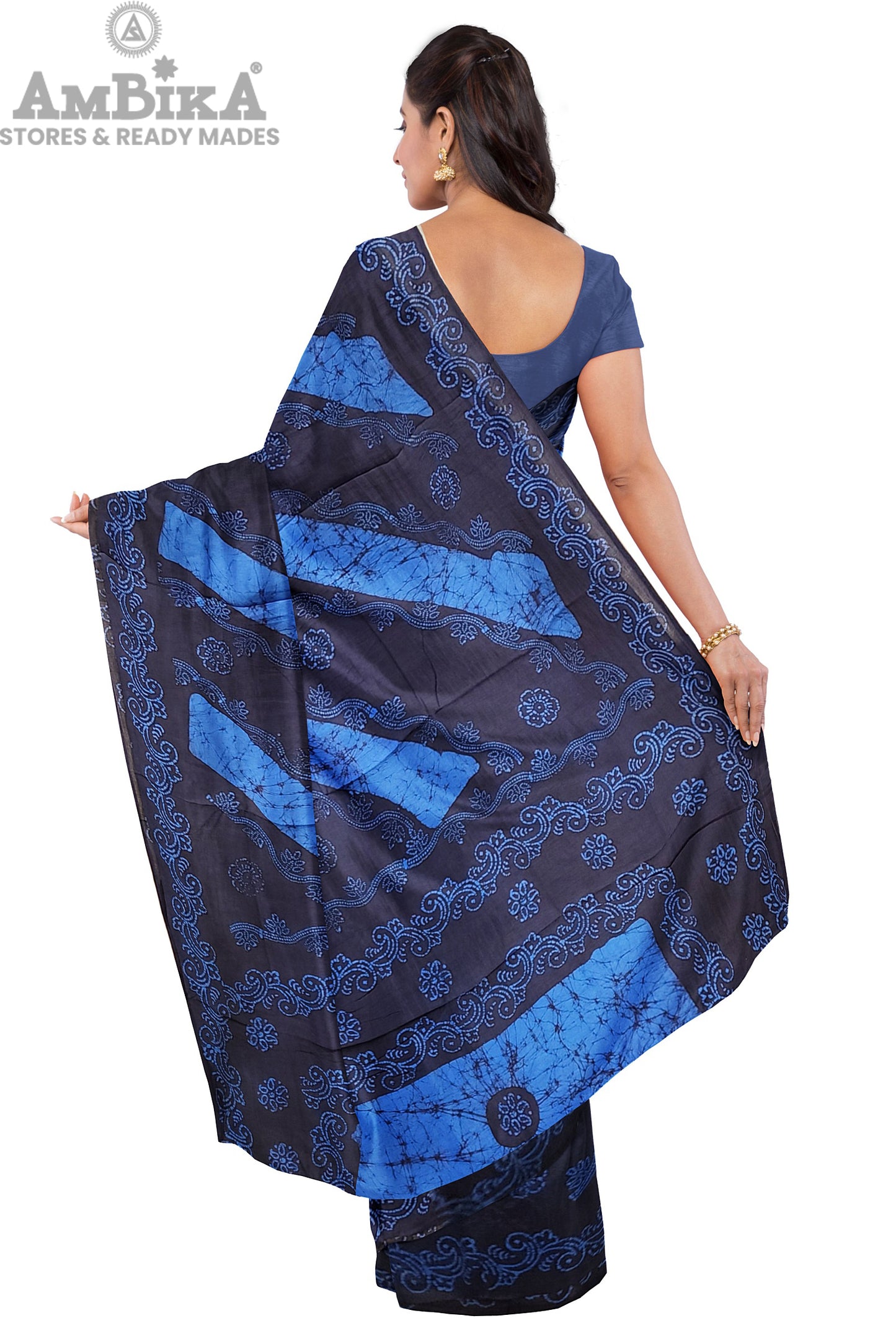 Women's Madurai Sungudi cotton saree -Hand Weaving and Wax Printed Unique Design without blouse Violet