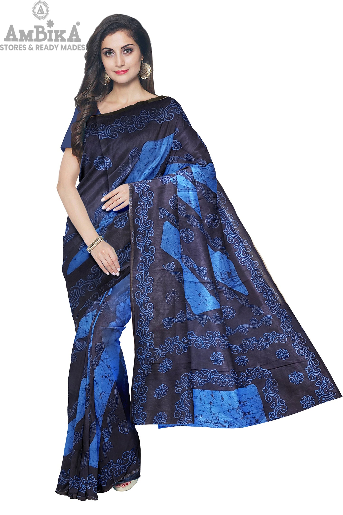 Women's Madurai Sungudi cotton saree -Hand Weaving and Wax Printed Unique Design without blouse Violet