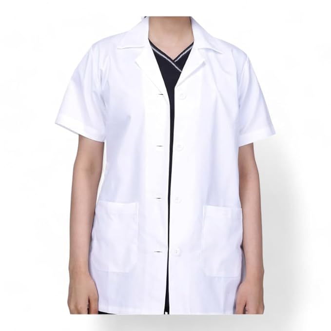 Cotton Unisex Casual Style Lab Coat For Chemistry Lab & Medical Students | Half Sleeves Lab Coat for All Professional Diagnostics, Technicians, Laboratory