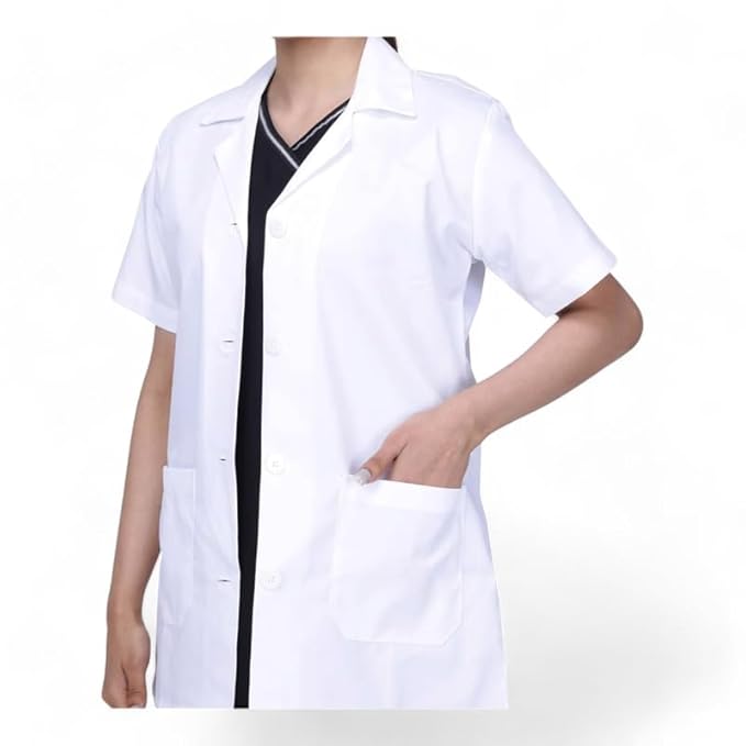 Cotton Unisex Casual Style Lab Coat For Chemistry Lab & Medical Students | Half Sleeves Lab Coat for All Professional Diagnostics, Technicians, Laboratory