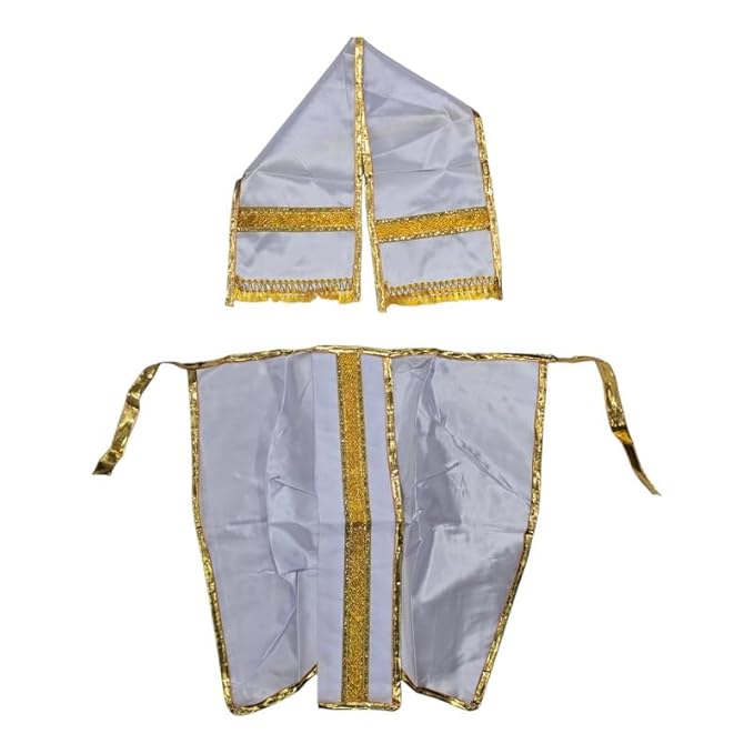 God Dress Set for Ganesh Ji - Krishna Ji Standing Idol | Panjakejam Dhoti with Towel for Ganapati | Gauri Ganpati Decoration Accessories (Pack of 1)
