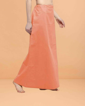 Pure Cotton Readymade Inskirt Saree Petticoat for Women's | Plain Solid Indian Readymade Inskirt Saree | Peticote Innerwear for Women Saree Petticoats - Peach