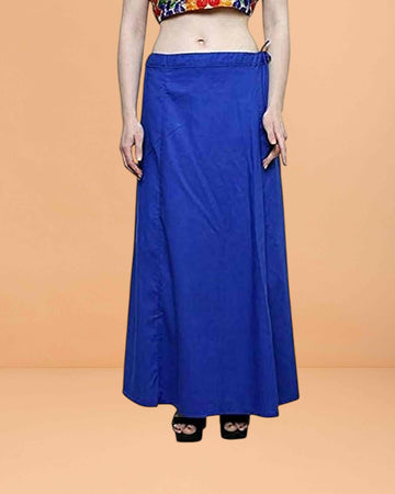 Pure Cotton Readymade Inskirt Saree Petticoat for Women's | Plain Solid Indian Readymade Inskirt Saree | Peticote Innerwear for Women Saree Petticoats - Royal blue