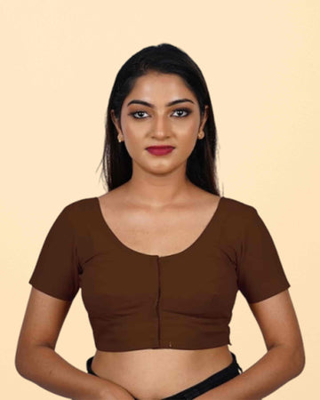 Women's Stylish Round Neck Cotton Comfortable - Coffee Brown