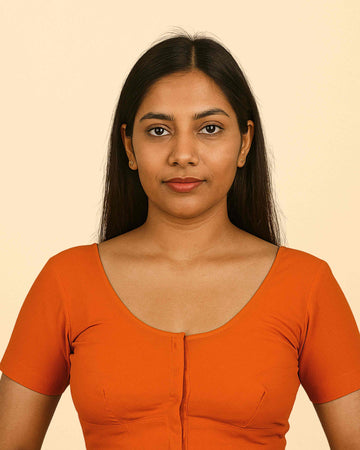 Women's Stylish Round Neck Cotton Comfortable - Orange