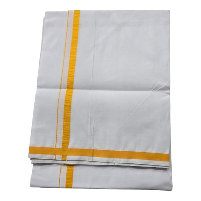 Pure Cotton White Dhoti With Colour Border for Men's | Dhoti for Pooja, Weddings and Other Festivel Occasions