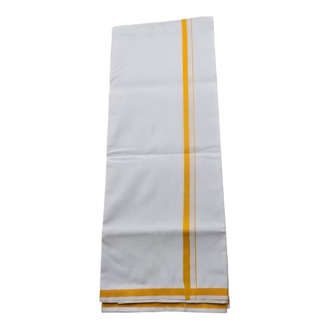 Pure Cotton White Dhoti With Colour Border for Men's | Dhoti for Pooja, Weddings and Other Festivel Occasions