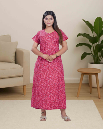 Cotton nighty - Musturd Pink