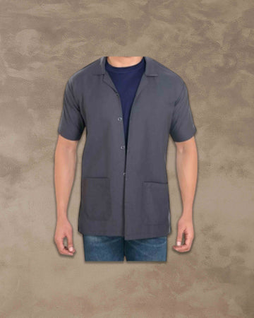 Casual Style Lab Coat For Chemistry Lab & Medical Students | Half Sleeves Lab Coat for All Professional Diagnostics, Technicians, Laboratory - Dark Grey