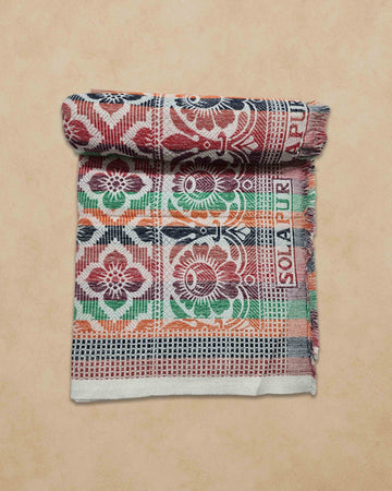 AMBIKA Stores Cotton Single Size 300 TC Solapur Chaddar Blanket, Multy Colour, Pack of 1, Skinfriendly