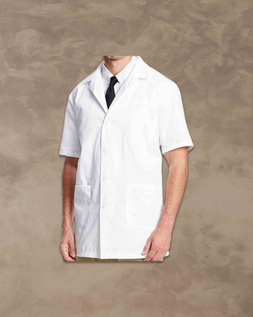 Casual Style Lab Coat For Chemistry Lab & Medical Students | Half Sleeves Lab Coat for All Professional Diagnostics, Technicians, Laboratory - White