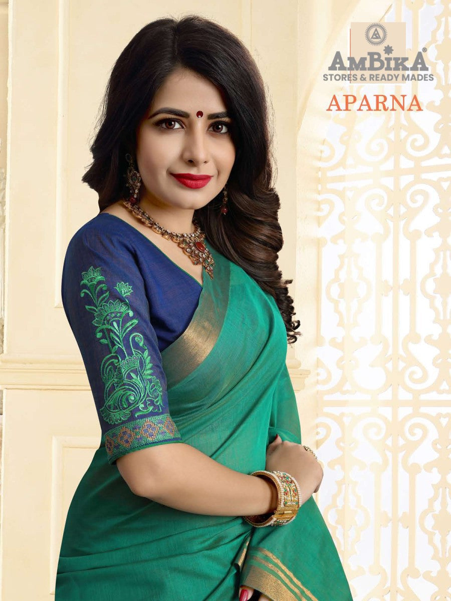 APARNA SILK COTTON SAREE with Zari Butta with Blouse Piece for