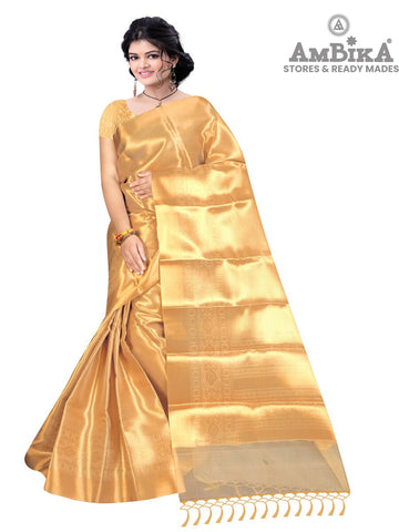 Women’s Banaras Heavy Tissue Silk gold zari saree with blouse