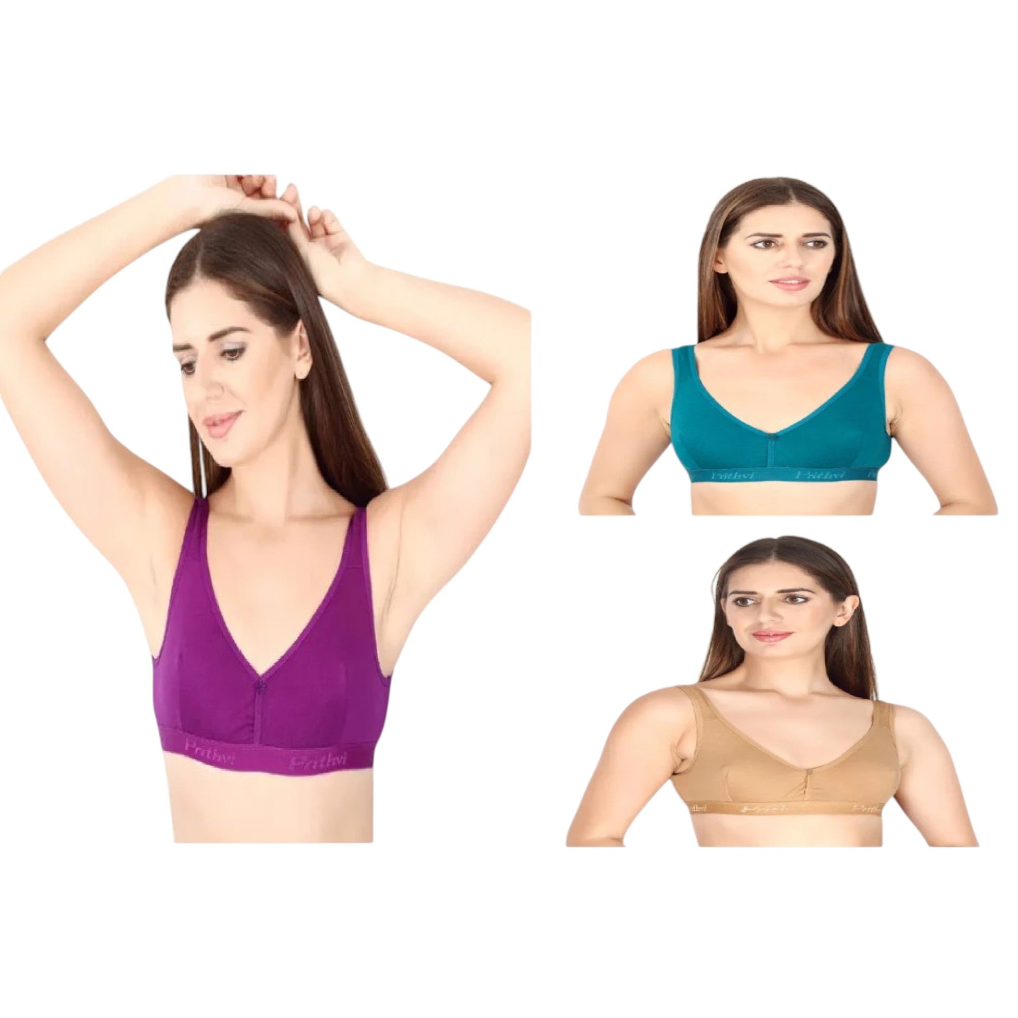 Prithvi Acty  Bra, Seamed Cup, Full Coverage, Non-Padded,Wire Free (Random Colours)