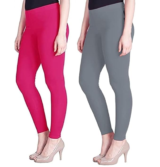 Super Stretchable Ankle Length Leggings for Women | Regular Fit Lycra Leggings for Women's and Girls (PACK 2)