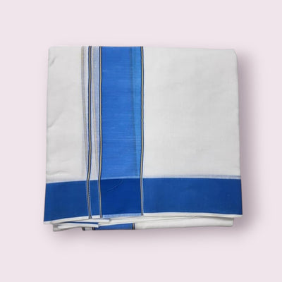 Dhoties Men's Traditional Cotton Dhoti With Cotton Border White Dhoti Panchakacham Unstitched Size 10X6 (or) 4.60 Mtr Dhoti with 2.70 Mtr Angavastram