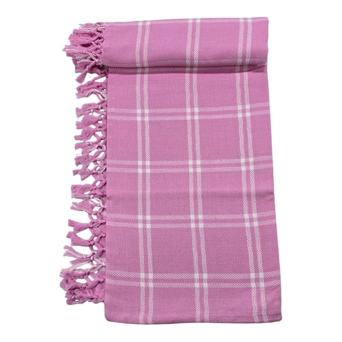 Bath Premium Cotton Towels | Light Weight Turkish Style Checks Bath Towels for Men | (30 X 65 CM, Large Size) Luxuriously Soft & Checks Pattern Towels