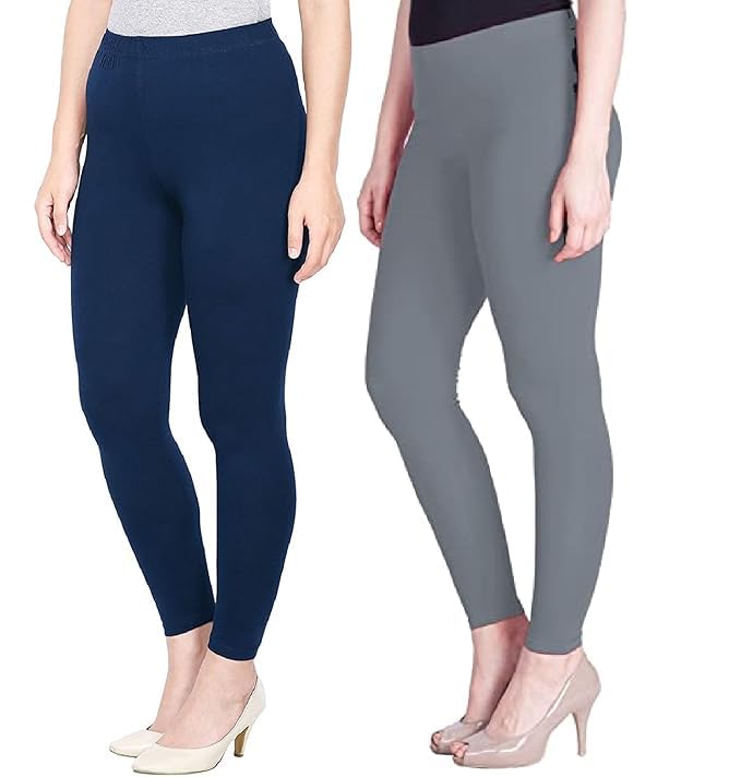 Super Stretchable Ankle Length Leggings for Women | Regular Fit Lycra Leggings for Women's and Girls (PACK 2)