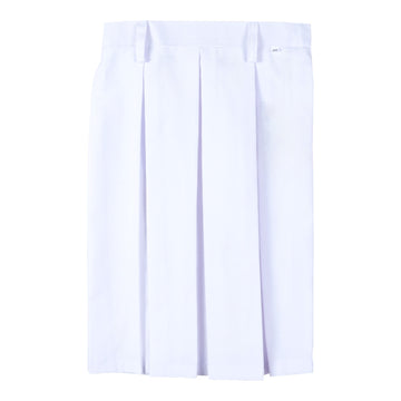 Girls Terrycot One Side Pleated Skirt, Girl's Skirt School Uniform , WHITE SKIRT