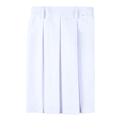 Girls Terrycot One Side Pleated Skirt, Girl's Skirt School Uniform , WHITE SKIRT