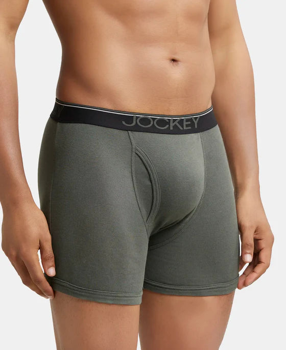 Jockey 8009 Men's Super Combed Cotton Rib Solid Boxer Brief with Ultrasoft Waistband (Pack of 1)