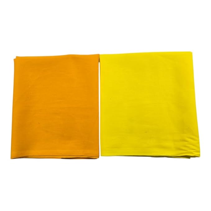 Cotton Plain Pooja Aasan Cloth/Chowki Aasan Kapda - 1 MTR Puja Kapda Vastra Cloth for All God Puja Mandir and Temple - Pack of 3 (Yellow, White and Mango Yellow)