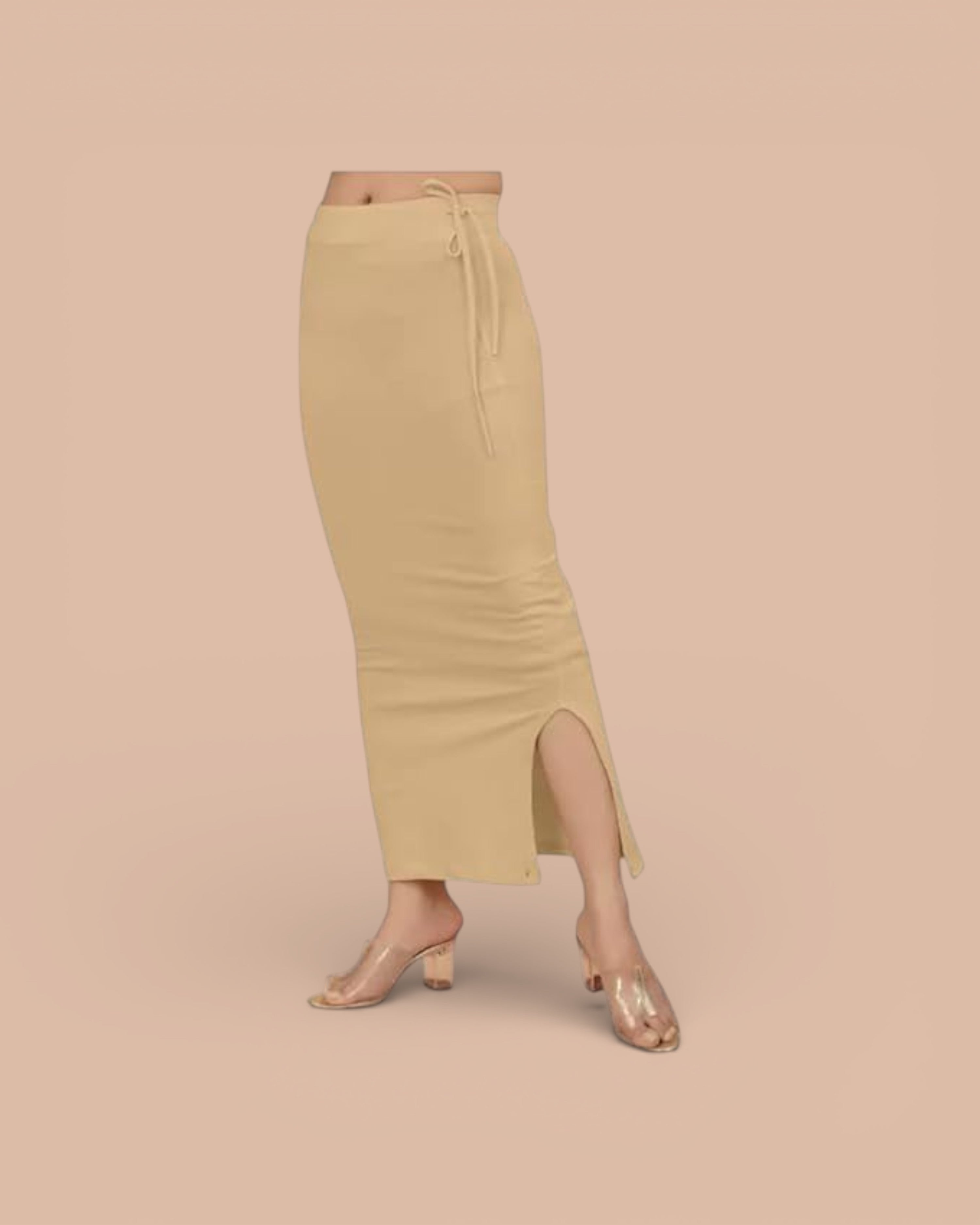 Blended Stretchable Saree Shapewear Petticoat, Skirts, Spandex Saree Shapewear for Women and Girl's Petticoat with Side Slit