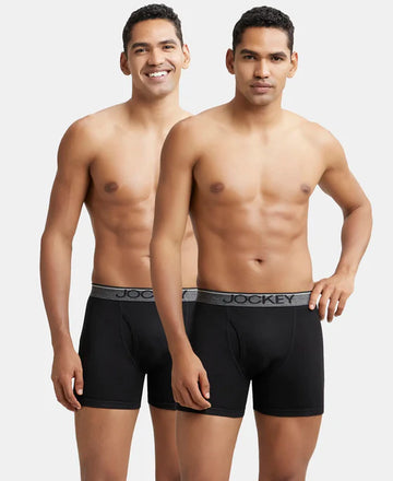 Jockey 8009 Men's Super Combed Cotton Rib Solid Boxer Brief with Ultrasoft Waistband (Pack of 2)