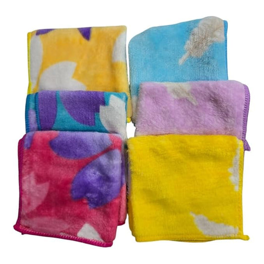 Soft Baby Face Towels – Pack of 12 | 25x25 cm | 400 GSM Super Absorbent & Skin-Friendly Washcloths for Kids, Women & Newborns | Multicolor Printed Handkerchief Set (Flower)