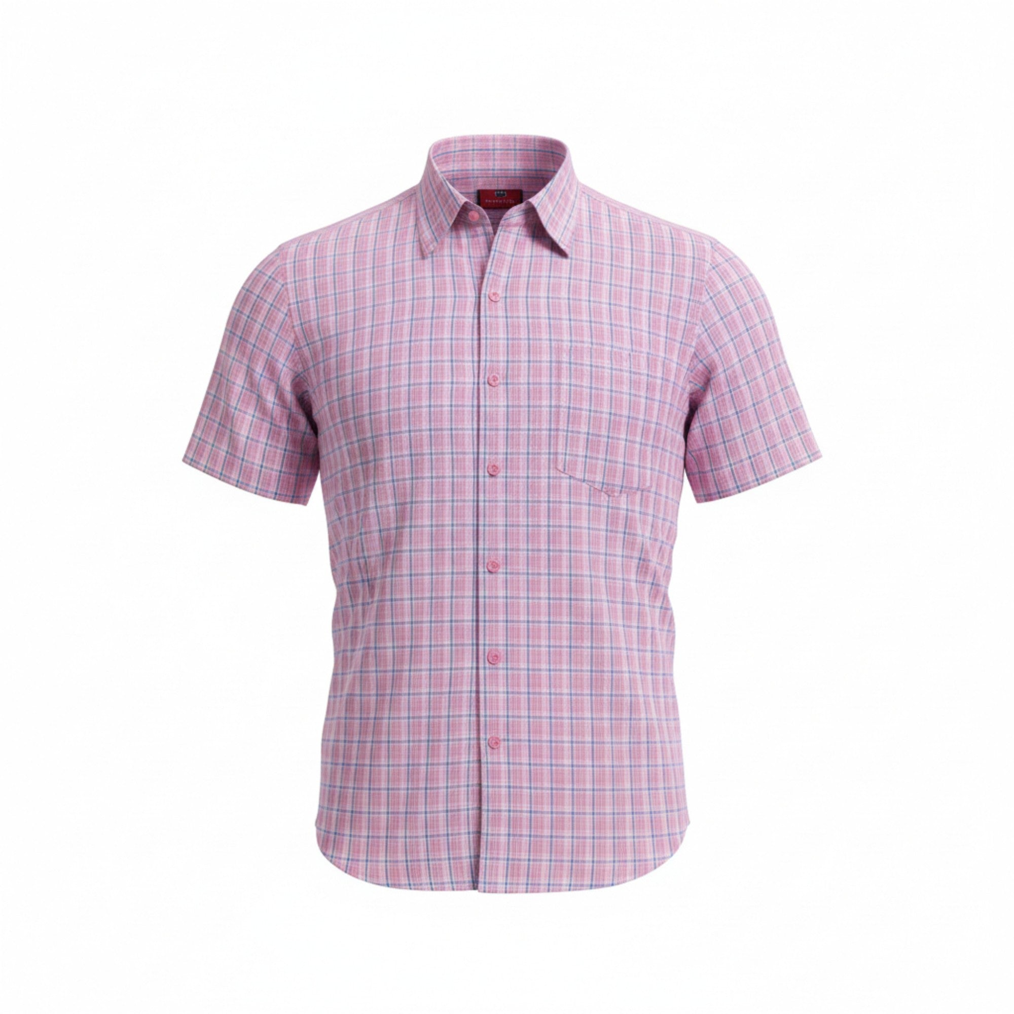 School Uniform Half Sleeve Shirt, Formal Shirt for Boys, Readymade Stitched, Pink Checks, TN Std 9-10