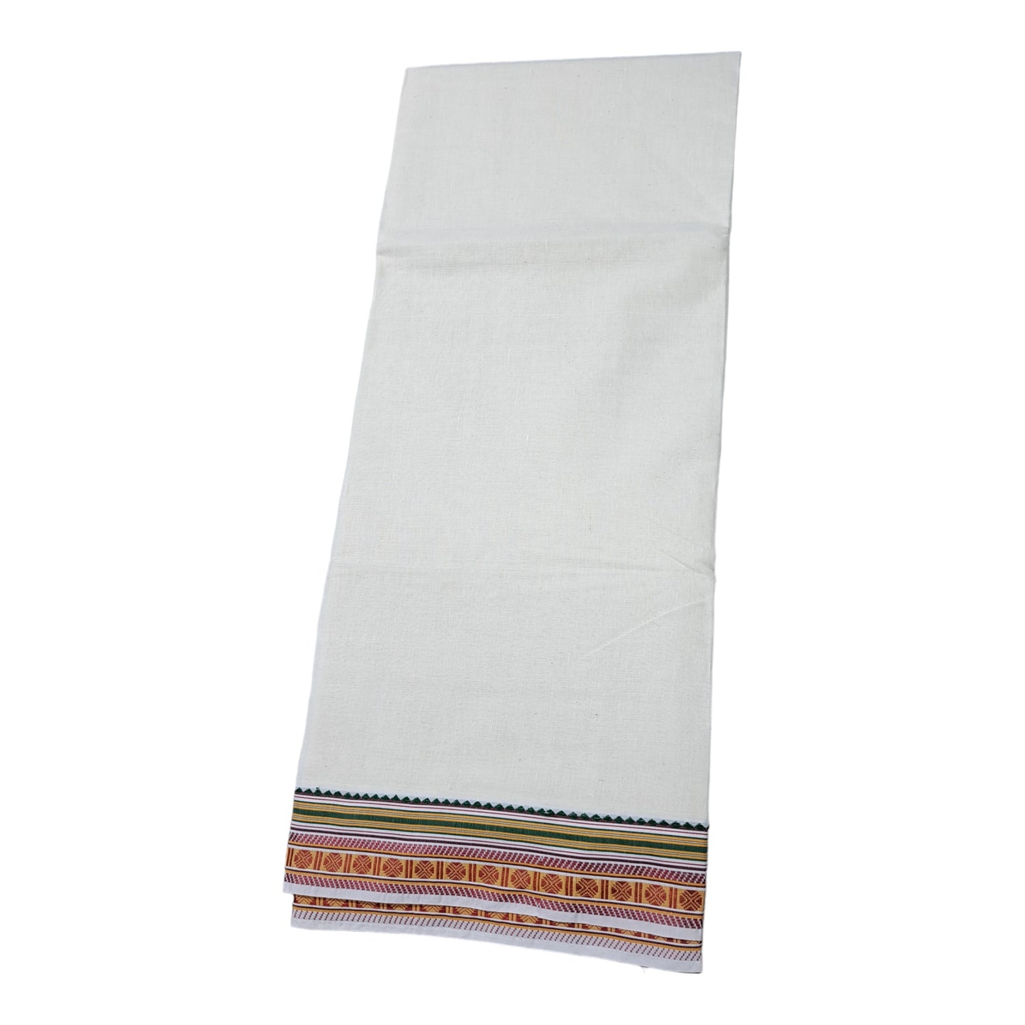 COTTON Mens Panchakacham 9X5 Unbleached Cotton Dhoti + Towel set