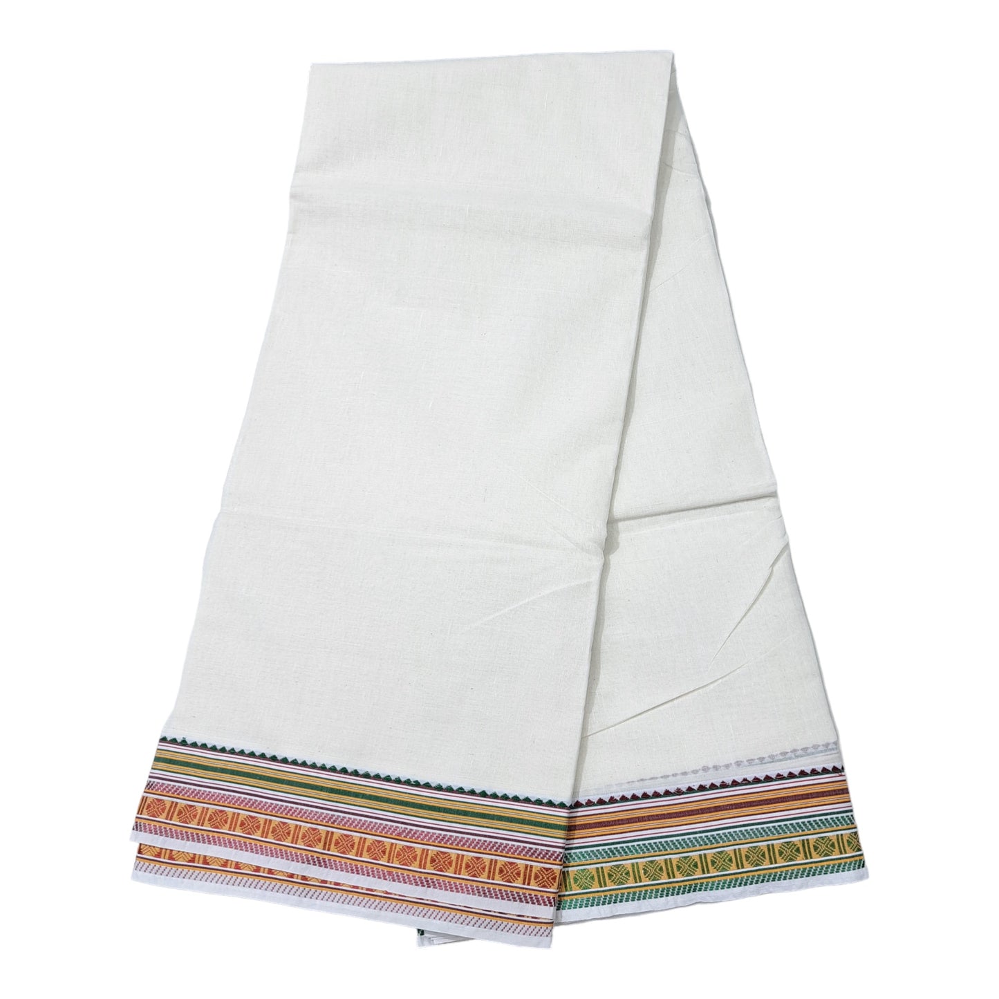 COTTON Mens Panchakacham 9X5 Unbleached Cotton Dhoti + Towel set