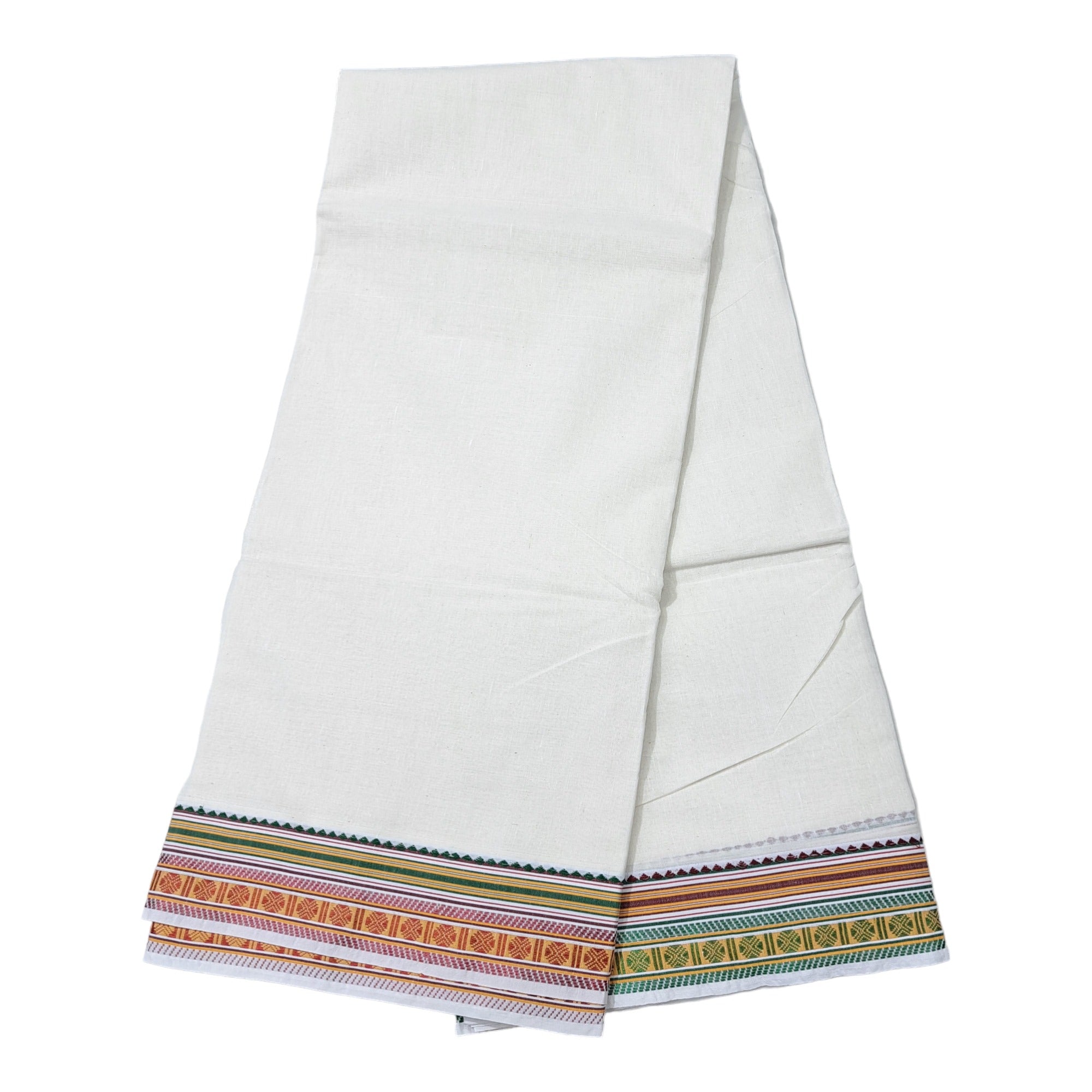 COTTON Mens Panchakacham 9X5 Unbleached Cotton Dhoti + Towel set