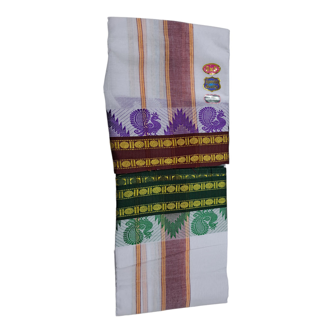 Pure Cotton Dhoties, 3" Jaquad Cotton 4 Meter Dhoti and 2.25 Meter Towel (9X5)