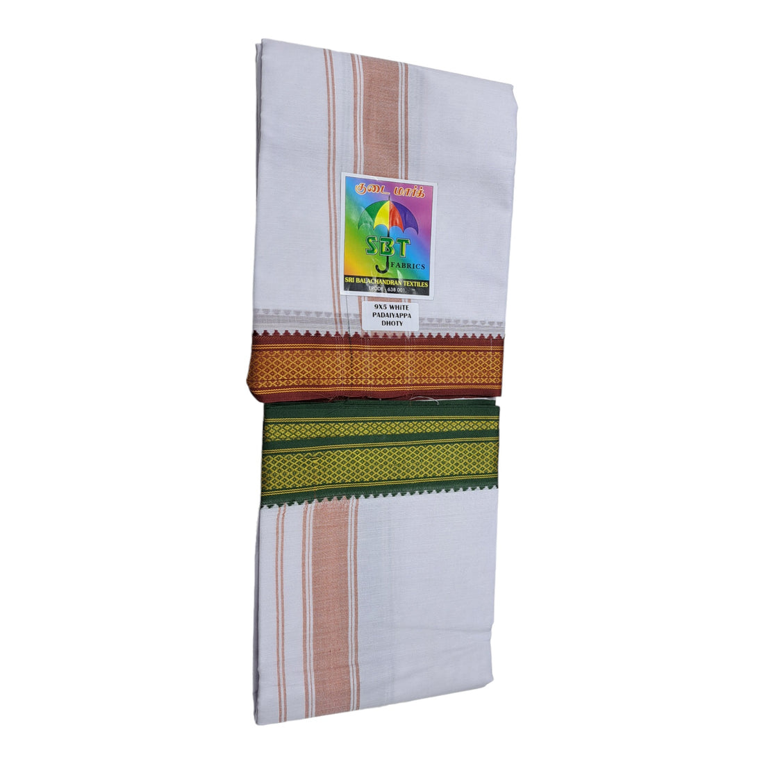Poly Cotton Mens Panjakejam White Dhoti Mayil Kan BigBorder 2`Inch [9 X 5]