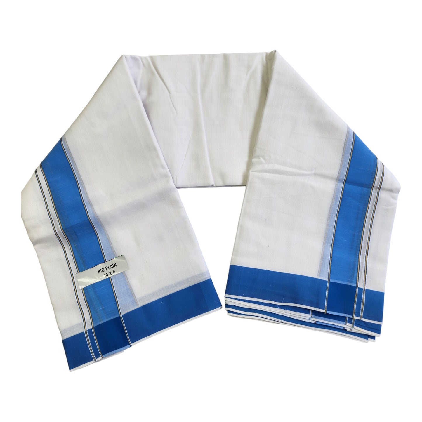 Dhoties Men's Traditional Cotton Dhoti With Cotton Border White Dhoti Panchakacham Unstitched Size 10X6 (or) 4.60 Mtr Dhoti with 2.70 Mtr Angavastram