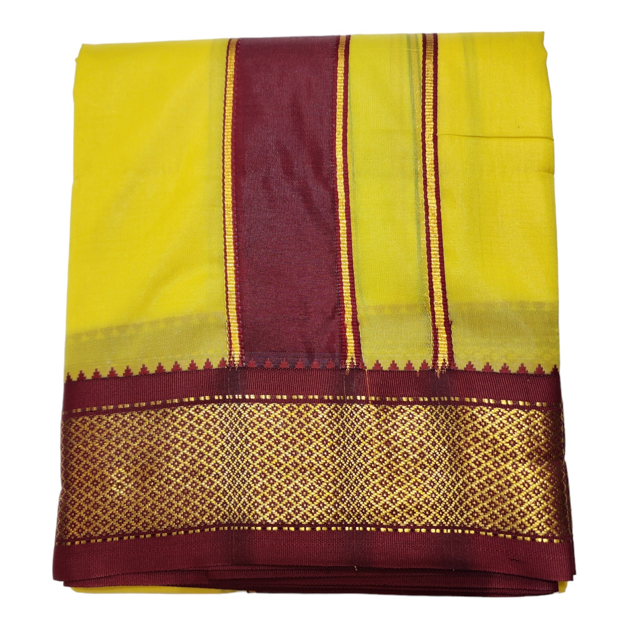 South Indian Art Silk Dhoti, Traditional dhoti Towel Set, 4 Meter Dhoti 2.25 Meter