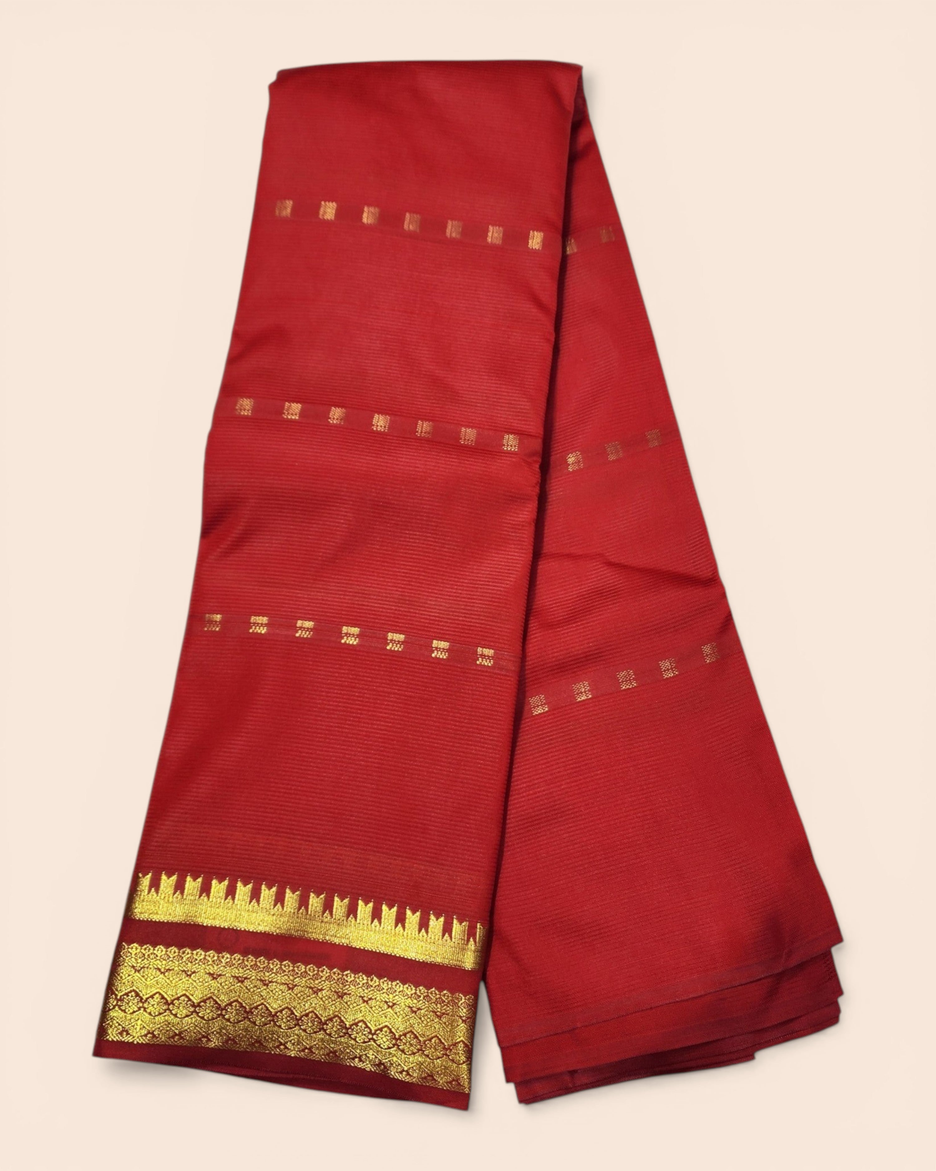 Amman Saree Cut Butta Pattu Devi Dress/Deity Dress, Om Skathi Saree, Temple Border Swamy Saree (6 Yards )