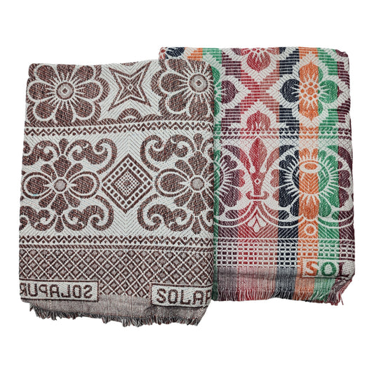 Cotton Single Size 300 TC Solapur Chaddar Blanket, Multy Colour, Pack of 1 & 2, Skinfriendly